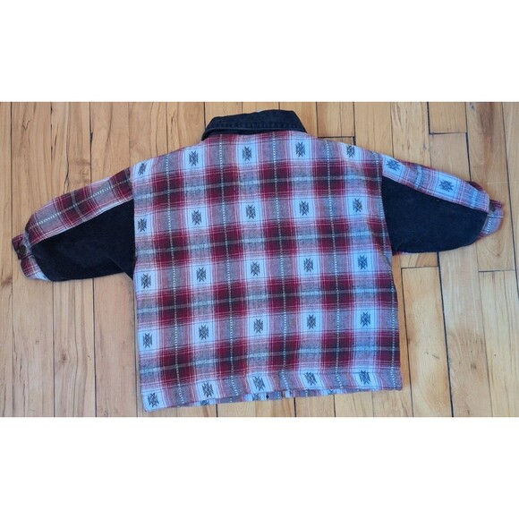 Vintage 90s Circo 2T Plaid Flannel Toddler Jacket Corduroy Collar Barn Coat Red - Picture 9 of 9